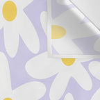 Floral Daisy Time Pattern in Lavender Pastel Purple Wall Tapestry Gallery Image 3