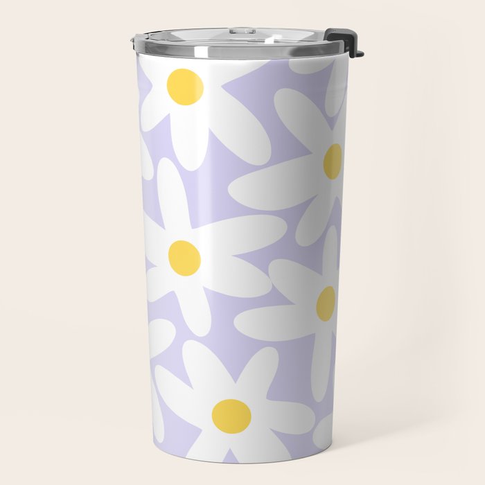 Floral Daisy Time Pattern in Lavender Pastel Purple Travel Mug Gallery Image 2