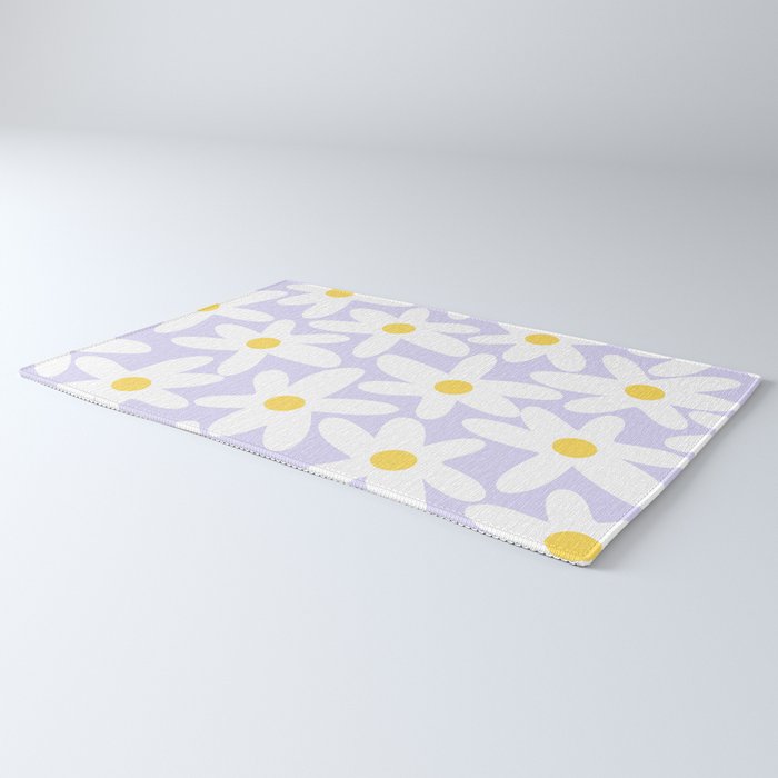 Floral Daisy Time Pattern in Lavender Pastel Purple Rug Gallery Image 3