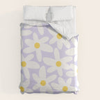Floral Daisy Time Pattern in Lavender Pastel Purple Duvet Cover Gallery Image 6