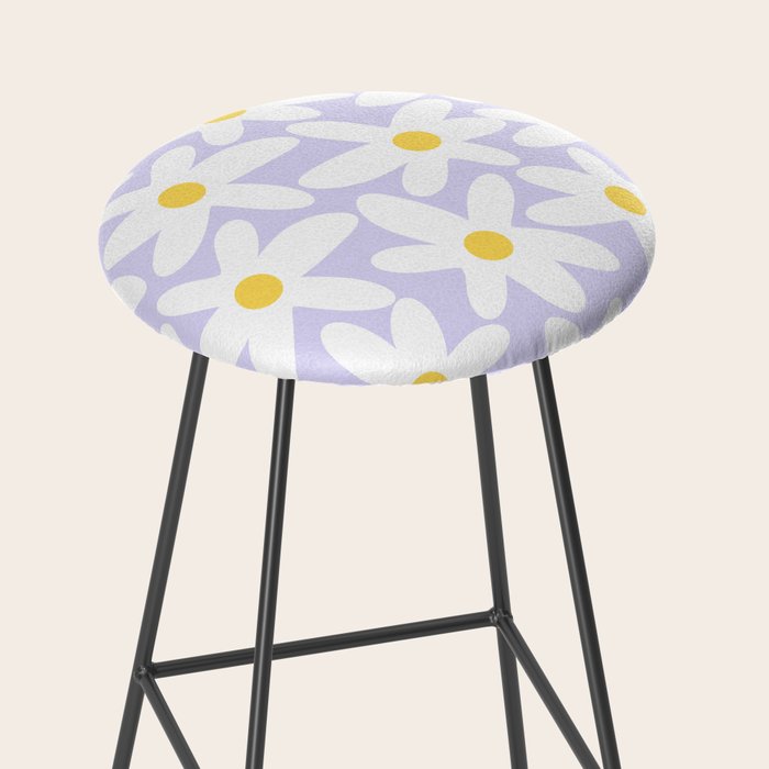 Floral Daisy Time Pattern in Lavender Pastel Purple Stool Gallery Image 2