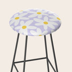 Floral Daisy Time Pattern in Lavender Pastel Purple Stool Gallery Image 2