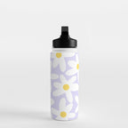 Floral Daisy Time Pattern in Lavender Pastel Purple Water Bottle Gallery Image 3