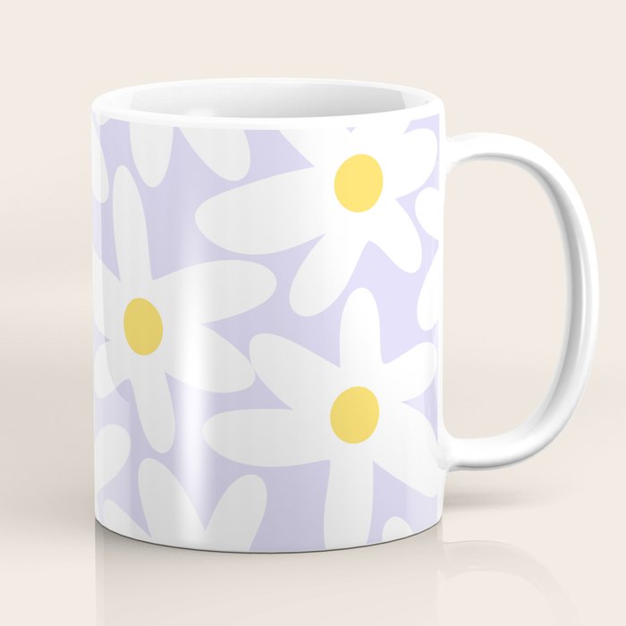 Floral Daisy Time Pattern in Lavender Pastel Purple Coffee Mug Gallery Image 1