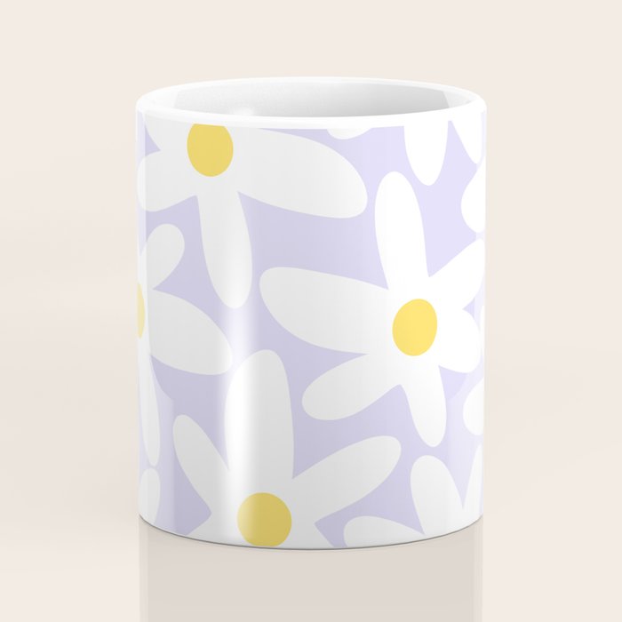 Floral Daisy Time Pattern in Lavender Pastel Purple Coffee Mug Gallery Image 4