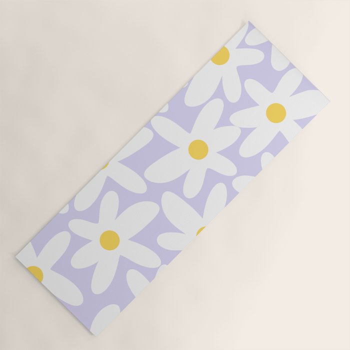 Floral Daisy Time Pattern in Lavender Pastel Purple Yoga Mat Gallery Image 1