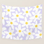 Floral Daisy Time Pattern in Lavender Pastel Purple Wall Tapestry Gallery Image 4