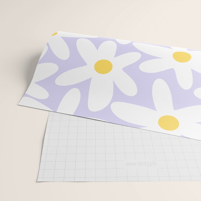 Floral Daisy Time Pattern in Lavender Pastel Purple Wrapping Paper Gallery Image 2
