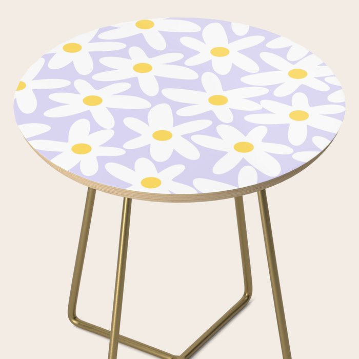 Floral Daisy Time Pattern in Lavender Pastel Purple Side Table Gallery Image 2