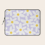 Floral Daisy Time Pattern in Lavender Pastel Purple Laptop Sleeve Gallery Image 1