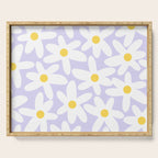 Floral Daisy Time Pattern in Lavender Pastel Purple Serving Tray Gallery Image 1