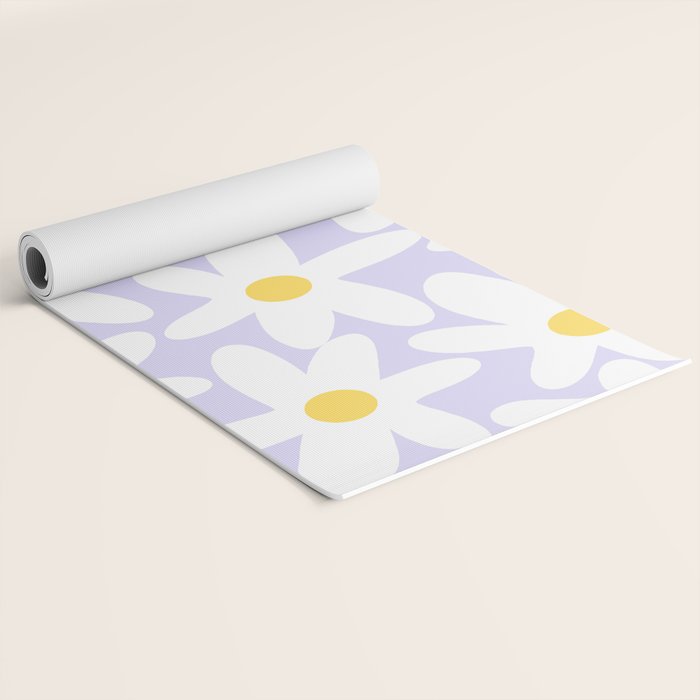 Floral Daisy Time Pattern in Lavender Pastel Purple Yoga Mat Gallery Image 2