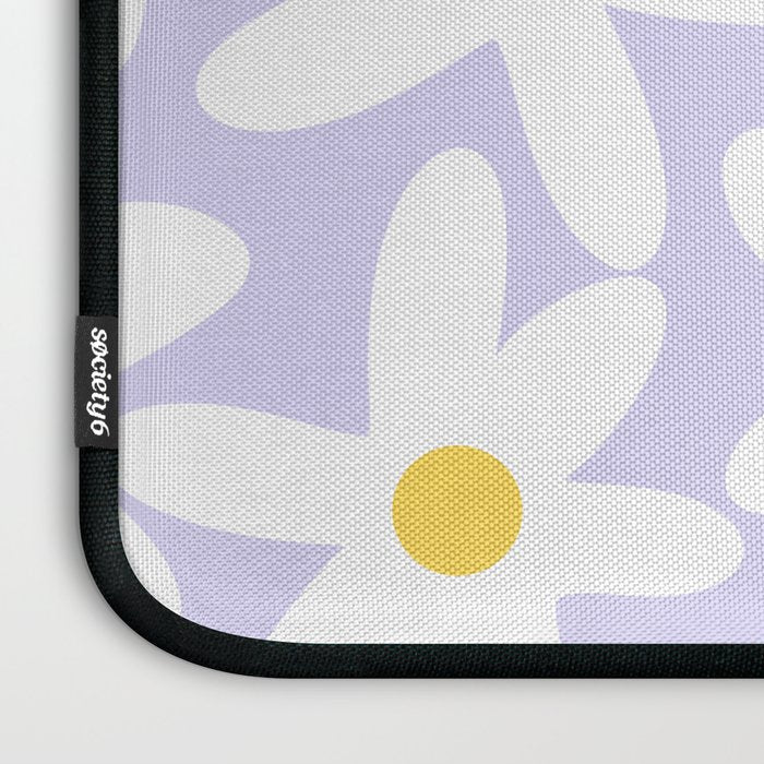 Floral Daisy Time Pattern in Lavender Pastel Purple Laptop Sleeve Gallery Image 3