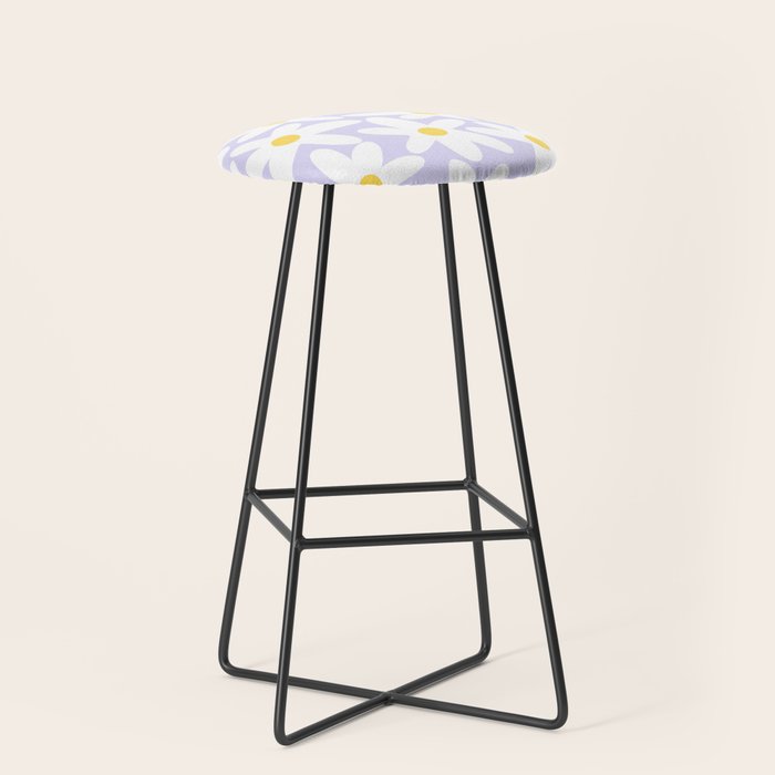 Floral Daisy Time Pattern in Lavender Pastel Purple Stool Gallery Image 1