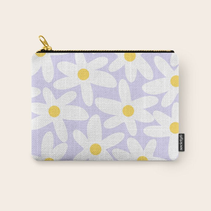 Floral Daisy Time Pattern in Lavender Pastel Purple Carry All Pouch Gallery Image 1
