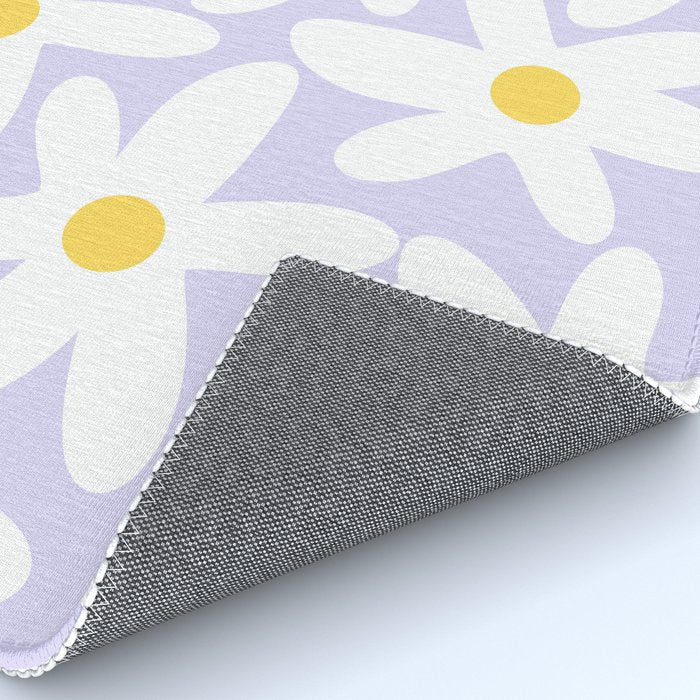 Floral Daisy Time Pattern in Lavender Pastel Purple Rug Gallery Image 4