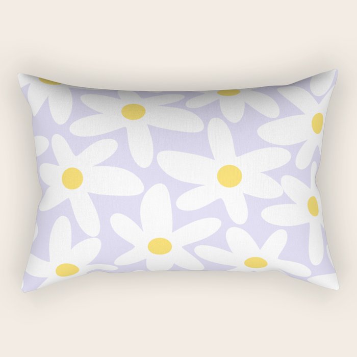 Floral Daisy Time Pattern in Lavender Pastel Purple Rectangular Pillow Gallery Image 2