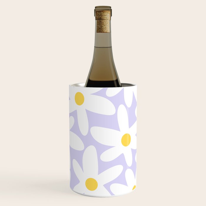 Floral Daisy Time Pattern in Lavender Pastel Purple Wine Chiller Gallery Image 1