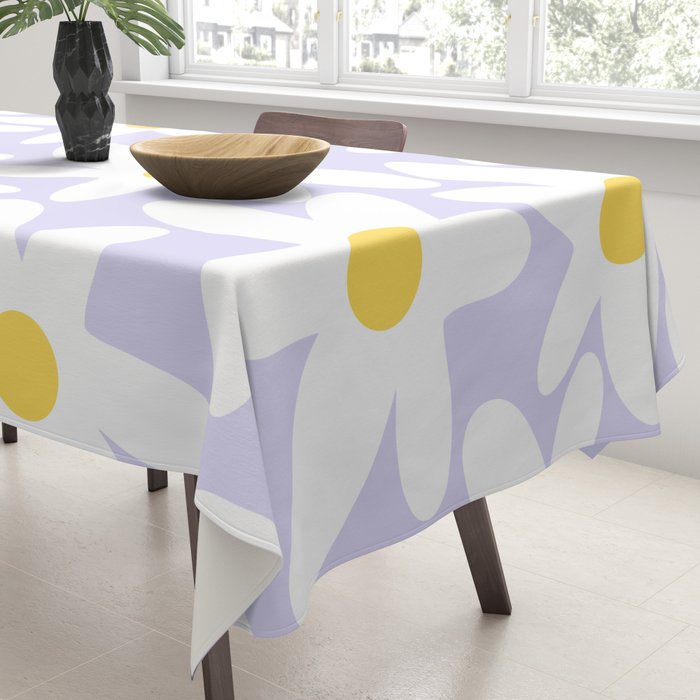 Floral Daisy Time Pattern in Lavender Pastel Purple Tablecloth Gallery Image 3