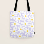 Floral Daisy Time Pattern in Lavender Pastel Purple Tote Bag Gallery Image 1