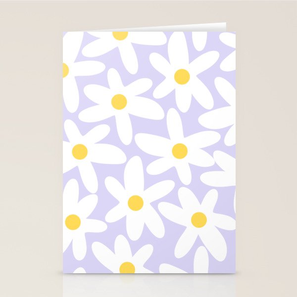 Floral Daisy Time Pattern in Lavender Pastel Purple Stationery Card Gallery Image 2