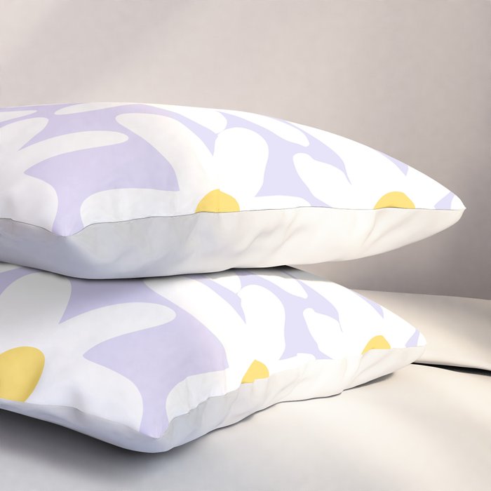 Floral Daisy Time Pattern in Lavender Pastel Purple Pillow Sham Gallery Image 3