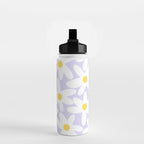 Floral Daisy Time Pattern in Lavender Pastel Purple Water Bottle Gallery Image 2