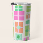 Retro Christmas Presents - Pink & Green Travel Mug Gallery Image 3