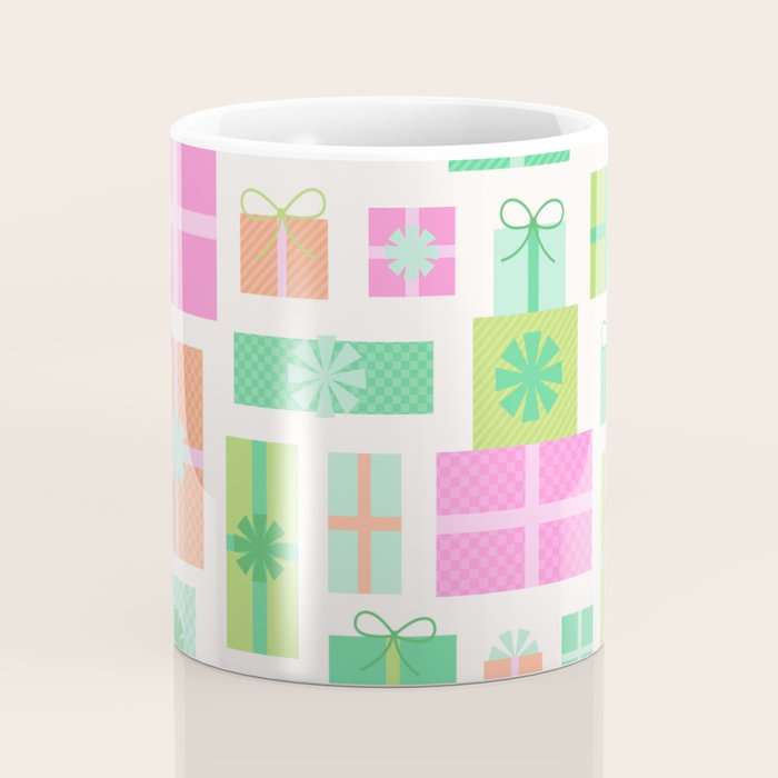 Retro Christmas Presents - Pink & Green Coffee Mug Gallery Image 4