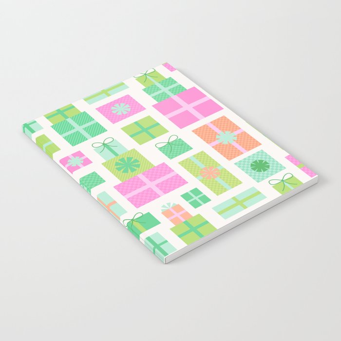 Retro Christmas Presents - Pink & Green Notebook Gallery Image 1