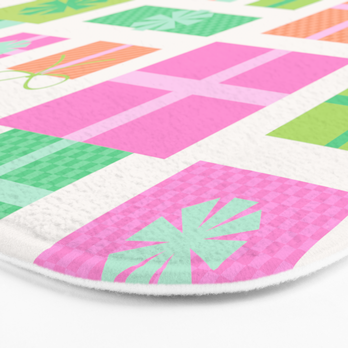 Retro Christmas Presents - Pink & Green Bath Mat Gallery Image 3