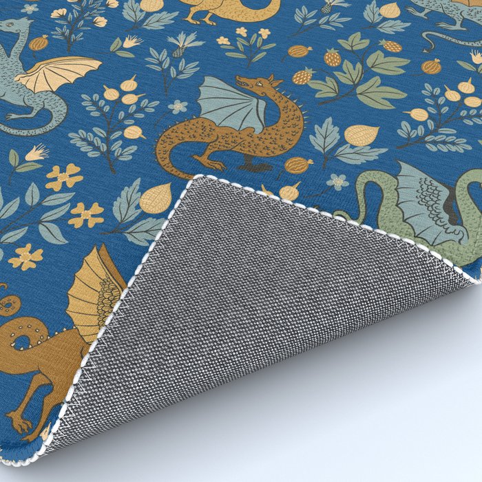 Dragons and Flowers on Classic Blue Rug Gallery Image 4