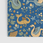 Dragons and Flowers on Classic Blue Poster Gallery Image 3
