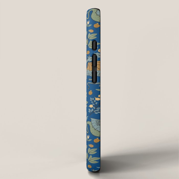 Dragons and Flowers on Classic Blue iPhone Case Gallery Image 2