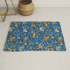 Dragons and Flowers on Classic Blue Rug Gallery Image 1