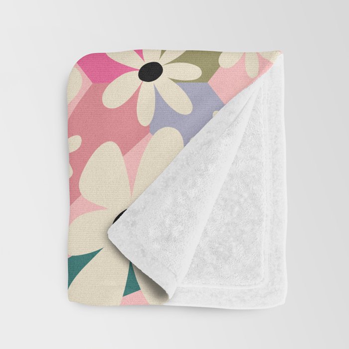 Retro Psychedelic Daisy Flower - Rainbow Color Throw Blanket Gallery Image 3