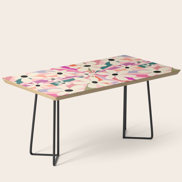 Retro Psychedelic Daisy Flower - Rainbow Color Coffee Table Gallery Image 1