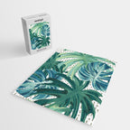 Tropical Palms, Green and Blue, Abstract Jigsaw Puzzle Gallery Image 2