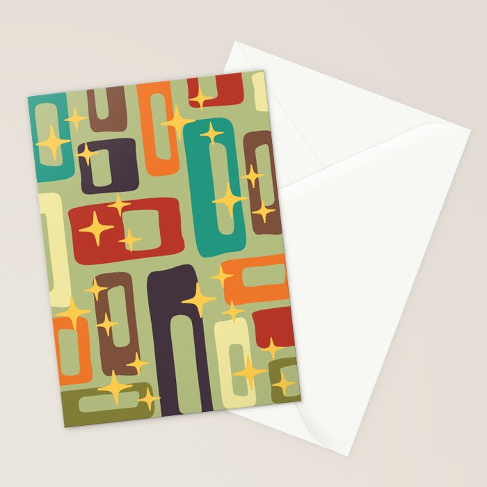 Retro Mid Century Modern Abstract Pattern 225 Stationery Card Gallery Image 2