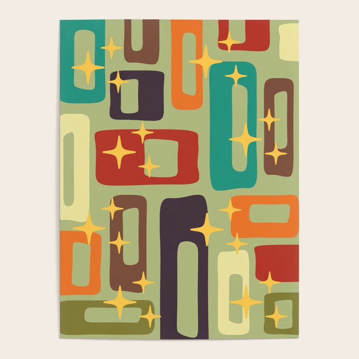 Retro Mid Century Modern Abstract Pattern 225 Poster Gallery Image 1