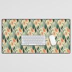 a lot of flowers for art deco green Desk Mat Gallery Image 1
