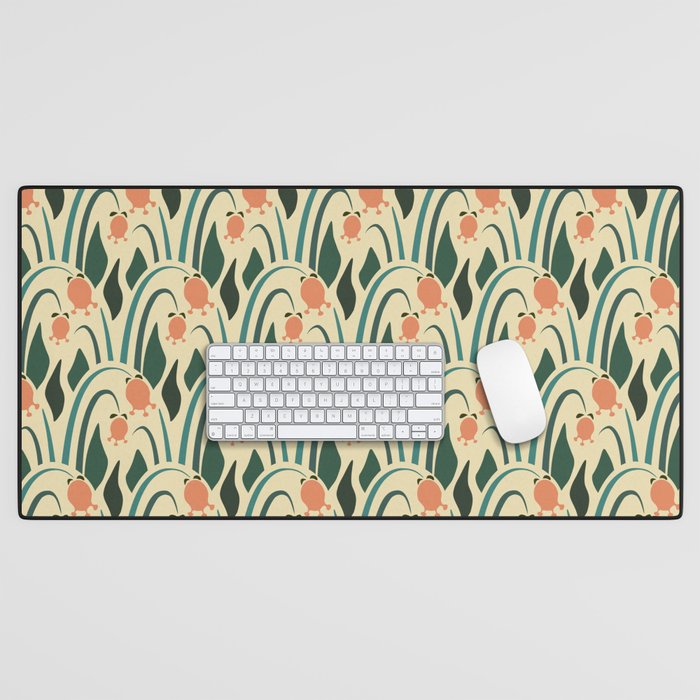 a lot of flowers for art deco green Desk Mat Gallery Image 1