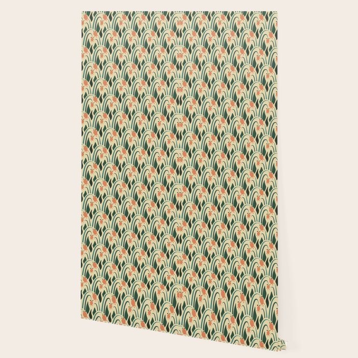 a lot of flowers for art deco green Wallpaper Gallery Image 2