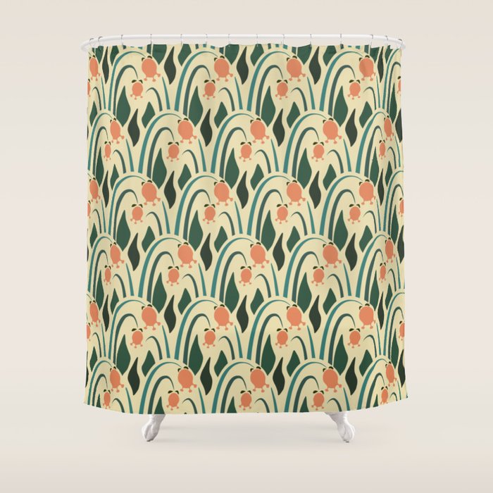 a lot of flowers for art deco green Shower Curtain Gallery Image 1