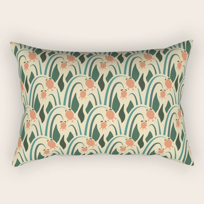a lot of flowers for art deco green Rectangular Pillow Gallery Image 1