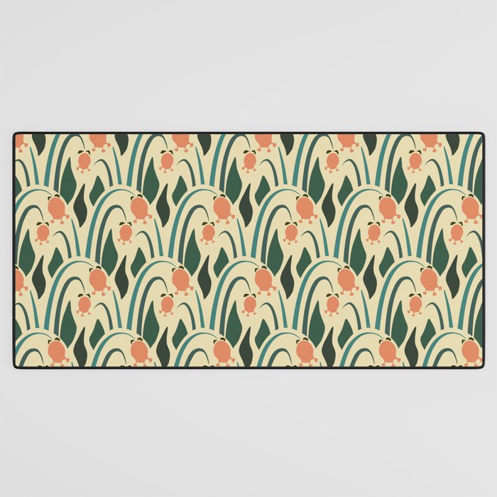 a lot of flowers for art deco green Desk Mat Gallery Image 3