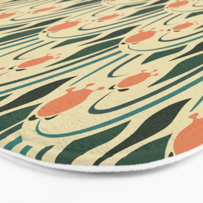 a lot of flowers for art deco green Bath Mat Gallery Image 3