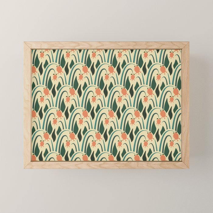 a lot of flowers for art deco green Mini Art Print Gallery Image 1