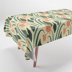 a lot of flowers for art deco green Tablecloth Gallery Image 1
