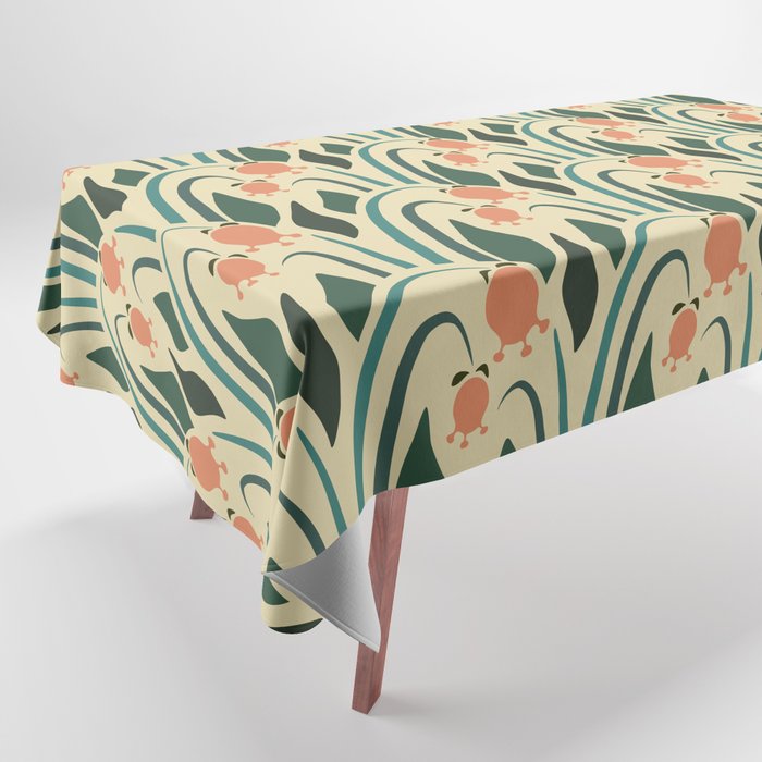 a lot of flowers for art deco green Tablecloth Gallery Image 1